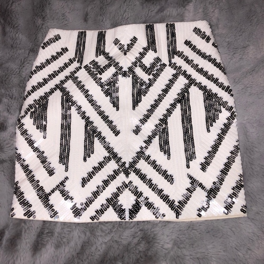 White and silver sequin skirt
